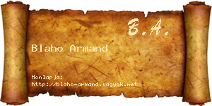 Blaho Armand névjegykártya