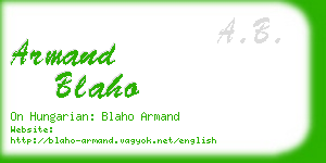 armand blaho business card